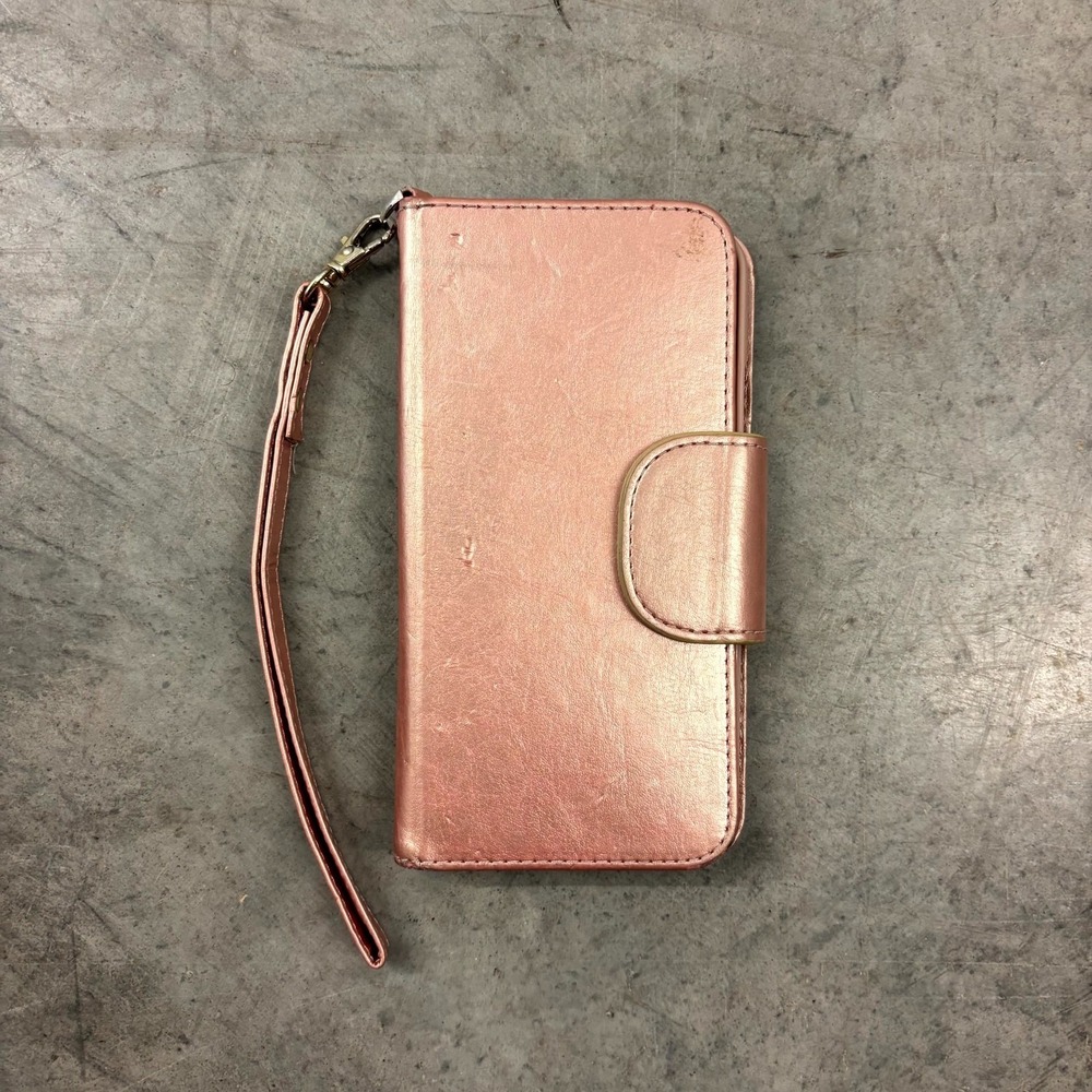 FYY Rose Gold Wallet Phone Case Wristlet Card Holder Folio iPhone Case